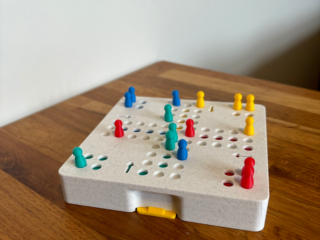 Portable Ludo Board Game  Compact Travel Edition with Mechanical Dice